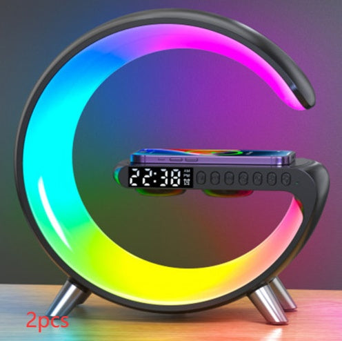 New Intelligent G Shaped LED Lamp Bluetooth Speaker and Wireless Charger . - Shoptheworld