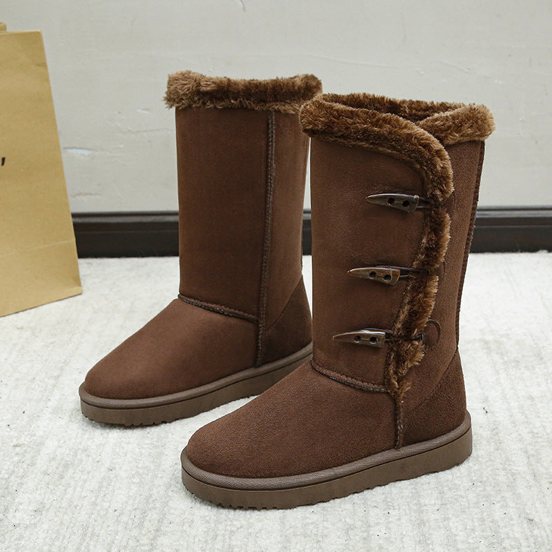 Cotton Shoes Thickened Mid-top Snow Boots Middle Tube Leather Boots