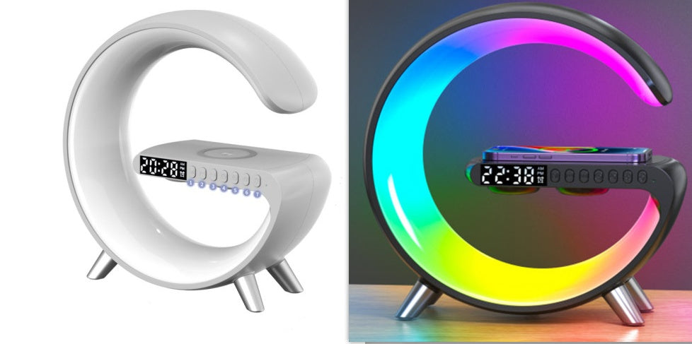 New Intelligent G Shaped LED Lamp Bluetooth Speaker and Wireless Charger . - Shoptheworld