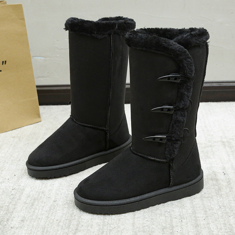 Cotton Shoes Thickened Mid-top Snow Boots Middle Tube Leather Boots