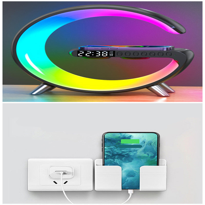 New Intelligent G Shaped LED Lamp Bluetooth Speaker and Wireless Charger . - Shoptheworld