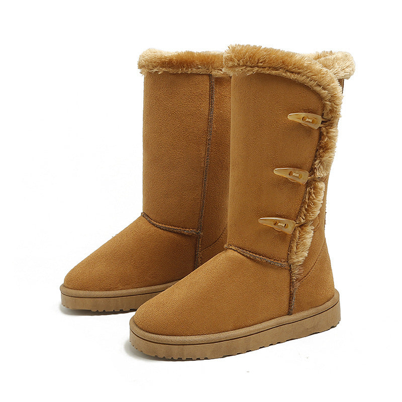 Cotton Shoes Thickened Mid-top Snow Boots Middle Tube Leather Boots